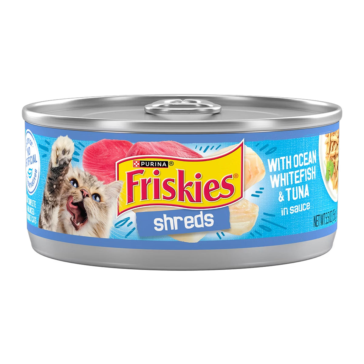 Friskies Shreds with white ocean whitefish & tuna in sauce