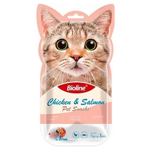 Bioline Cat Treats Chicken & Salmon 5 × 15g