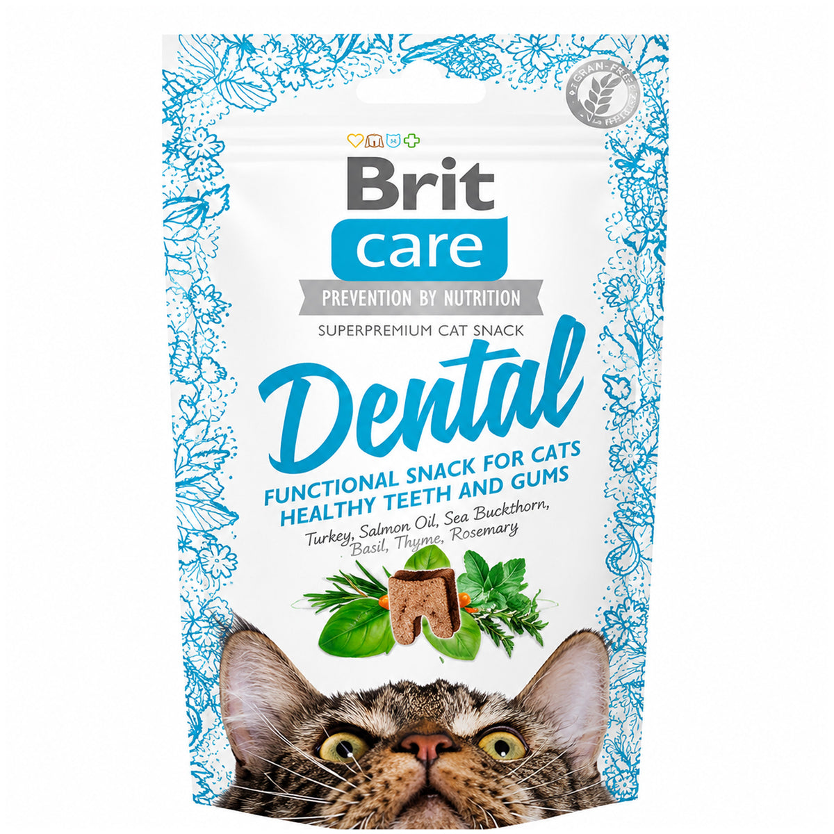 Brit Care Dental Cat Treats – Grain-Free Dental Snack for Healthy Teeth & Gums – 50g