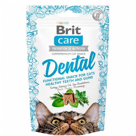Brit Care Dental Cat Treats – Grain-Free Dental Snack for Healthy Teeth & Gums – 50g
