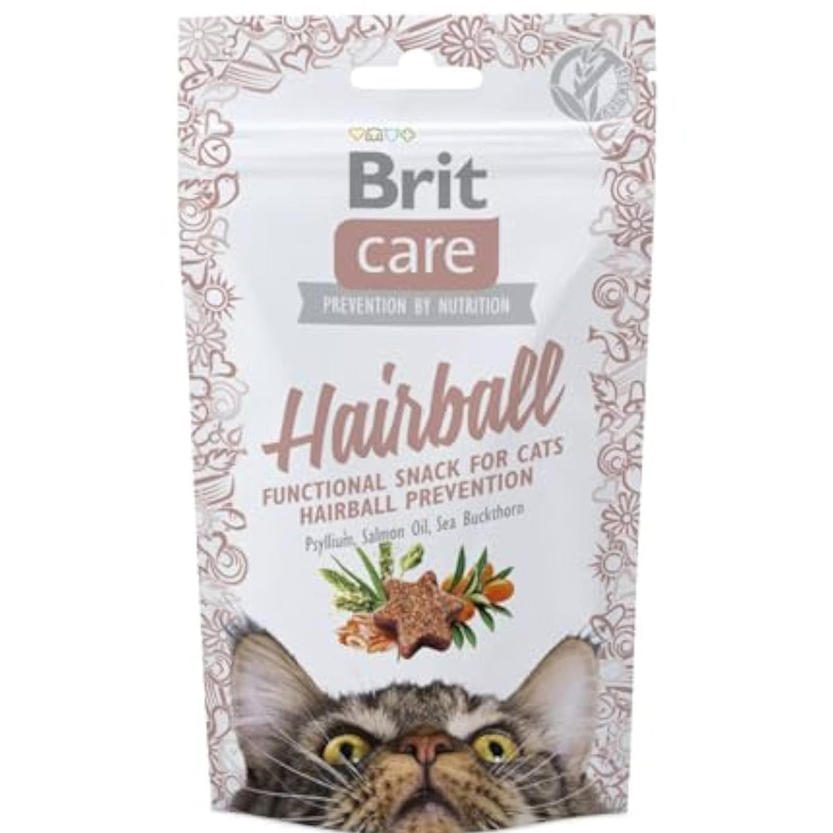 Brit Care Hairball Cat Treats – Grain-Free Functional Snack for Hairball Prevention – 50g