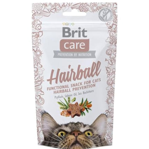 Brit Care Hairball Cat Treats – Grain-Free Functional Snack for Hairball Prevention – 50g
