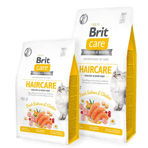 Brit Care Haircare Healthy & Shiny Coat – Fresh Salmon & Chicken Dry Food for Adult Cats 400g