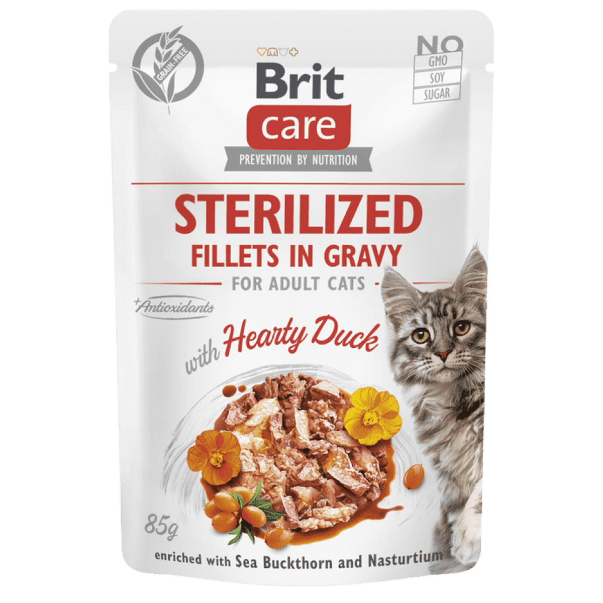 Brit Care Sterilized Fillets in Gravy with Hearty Duck for Adult Cats – 85g