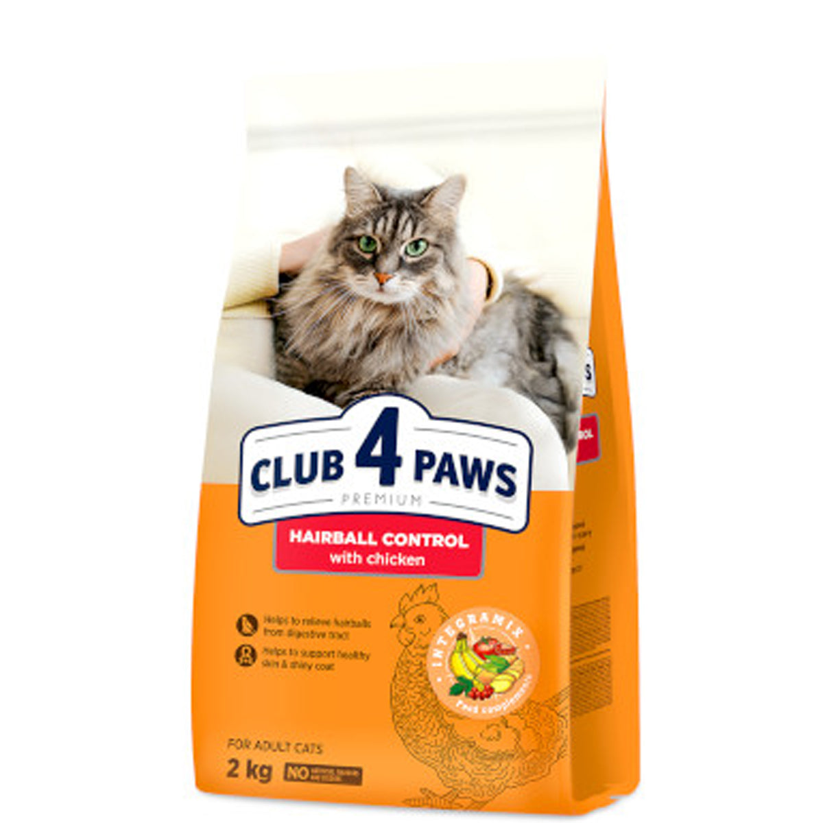 Club 4 Paws Premium Hairball Control with Chicken Dry Food for Adult Cats 2kg