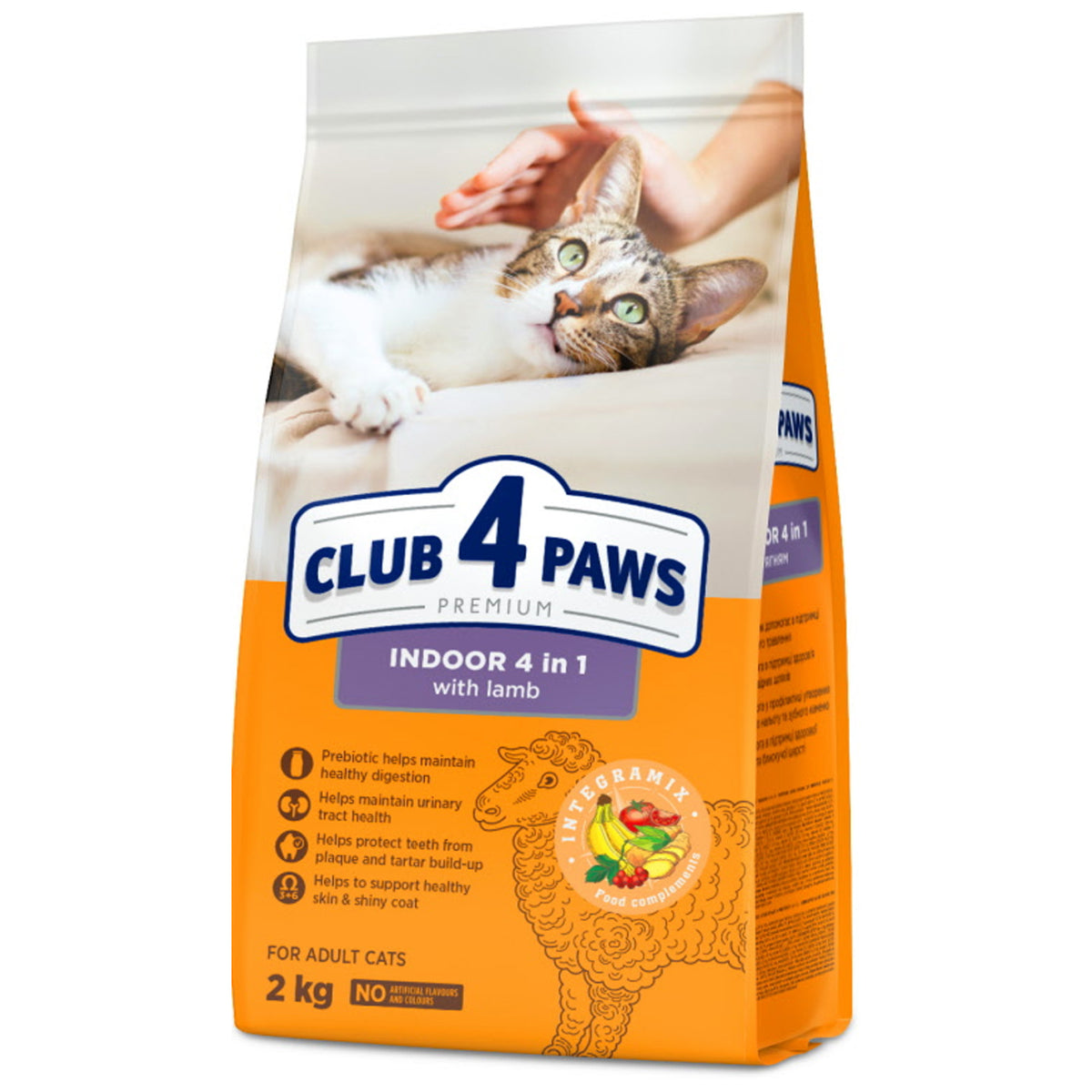 Club 4 Paws Premium Indoor 4 in 1 with Lamb Dry Food for Adult Cats 2kg