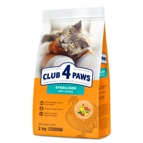 Club 4 Paws Premium Sterilised with Turkey Dry Food for Adult Cats 2kg