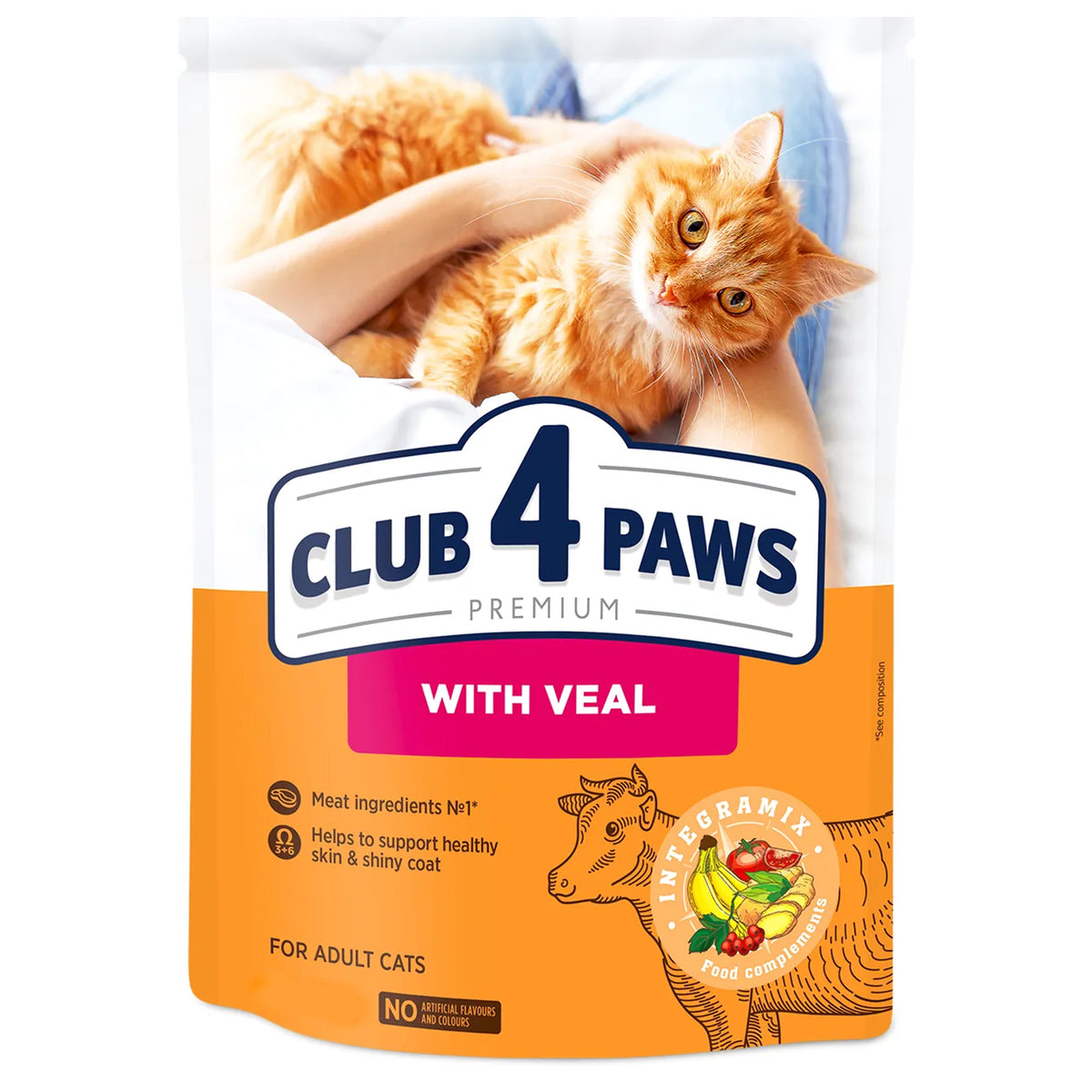 Club 4 Paws Premium Veal Dry Food for Adult Cats 900g