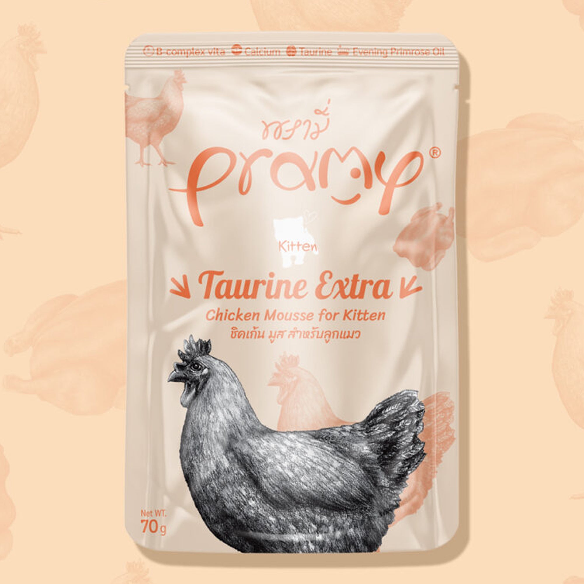 Pramy Extra Taurine Chicken Mousse for Kitten 70g Pramy Extra Taurine Chicken Mousse for Kitten 70g