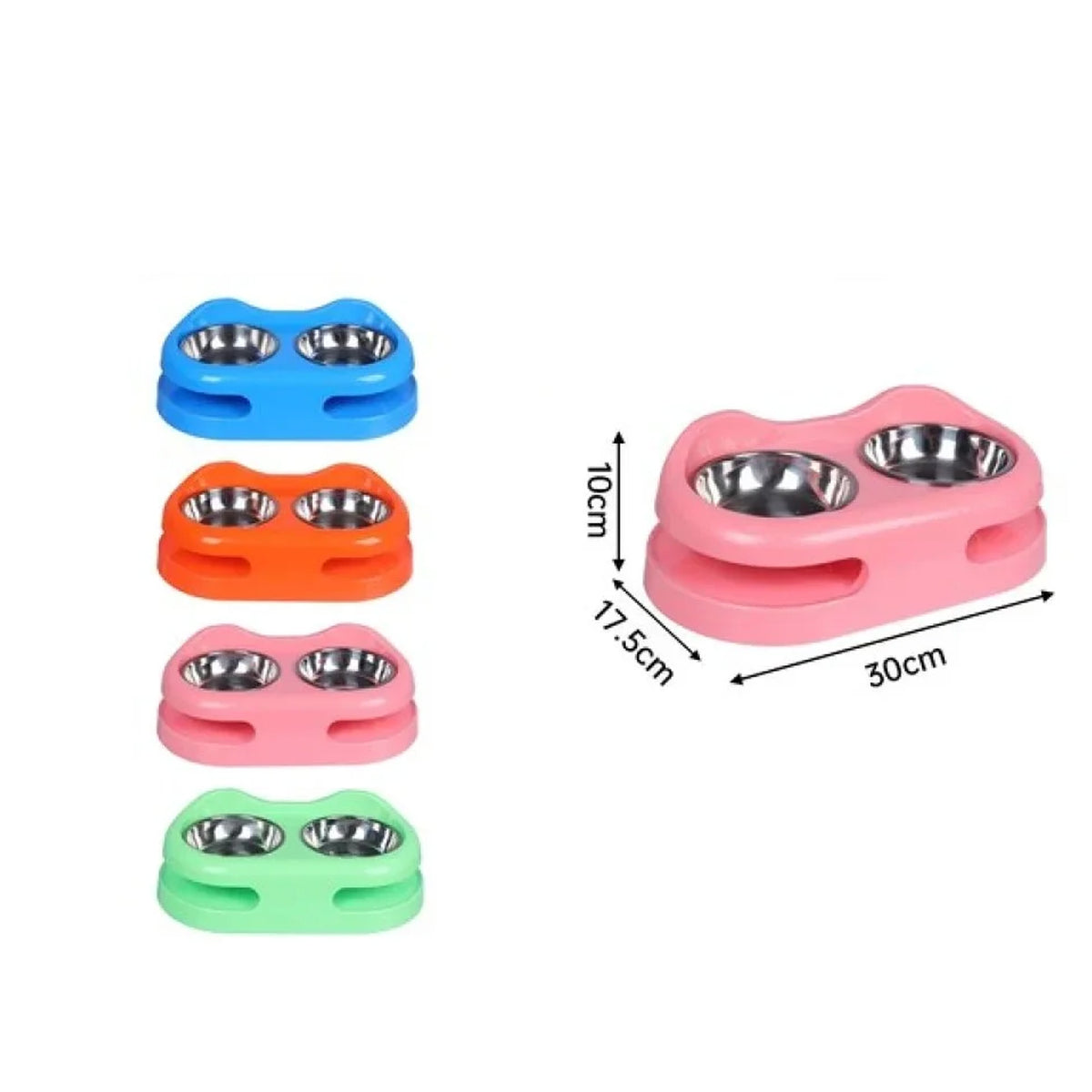Double Elevated Pet Feeding Bowl with Stainless Steel Bowls