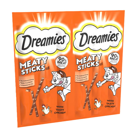 Dreamies Meaty Sticks with Chicken Cat Treats 6 Sticks