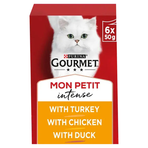 GOURMET Mon Petit Meaty Variety Duck, Chicken & Turkey Wet Cat Food 6x50g