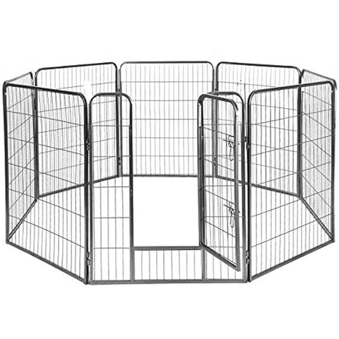 Heavy Foldable Metal Dog 6 Panels 80 × 80cm with Door