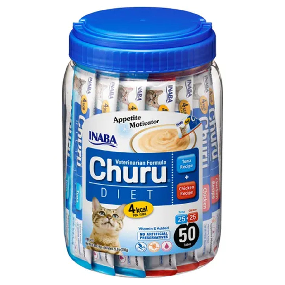 INABA Churu Diet Appetite Motivator Cat Treats – Tuna & Chicken Recipes  50pcs