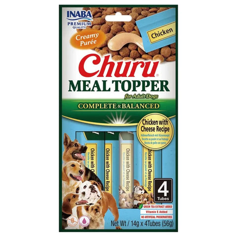 INABA Churu Meal Topper Chicken with Cheese Recipe for Adult Dogs 4 Tubes 14g × 4