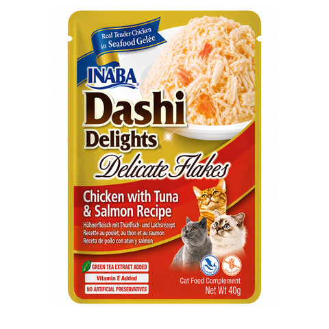 INABA Dashi Delights Delicate Flakes Chicken with Tuna & Salmon Recipe in Seafood 40g