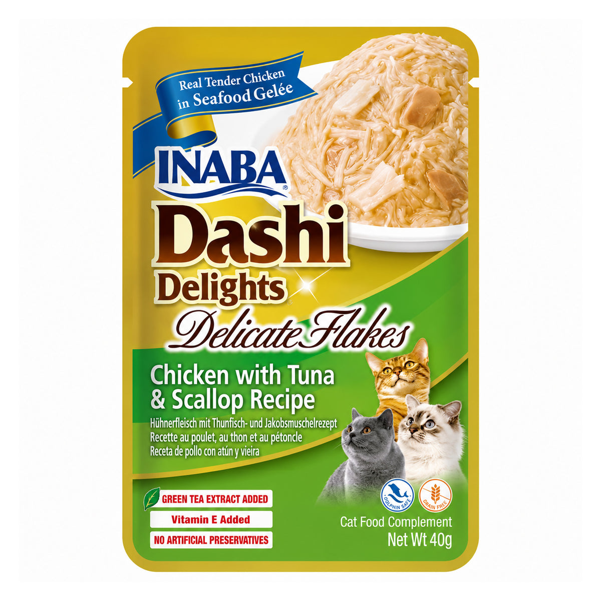 INABA Dashi Delights Delicate Flakes Chicken with Tuna & Scallop Recipe 40g