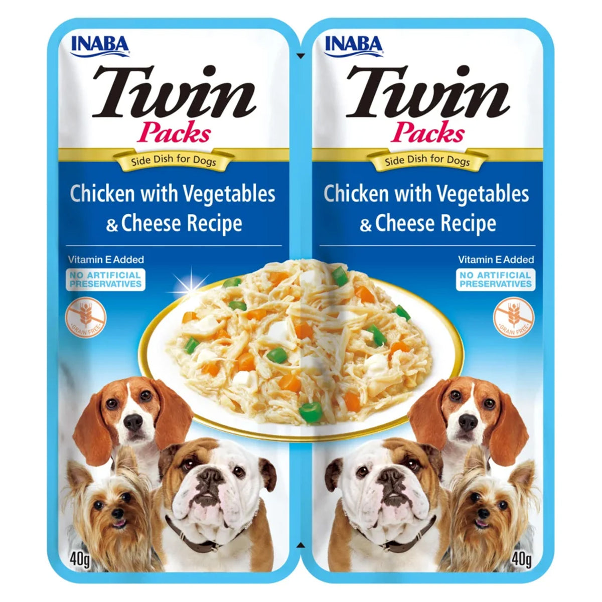 INABA Twin Packs Chicken with Vegetables & Cheese Recipe Dog Food 2 × 40g