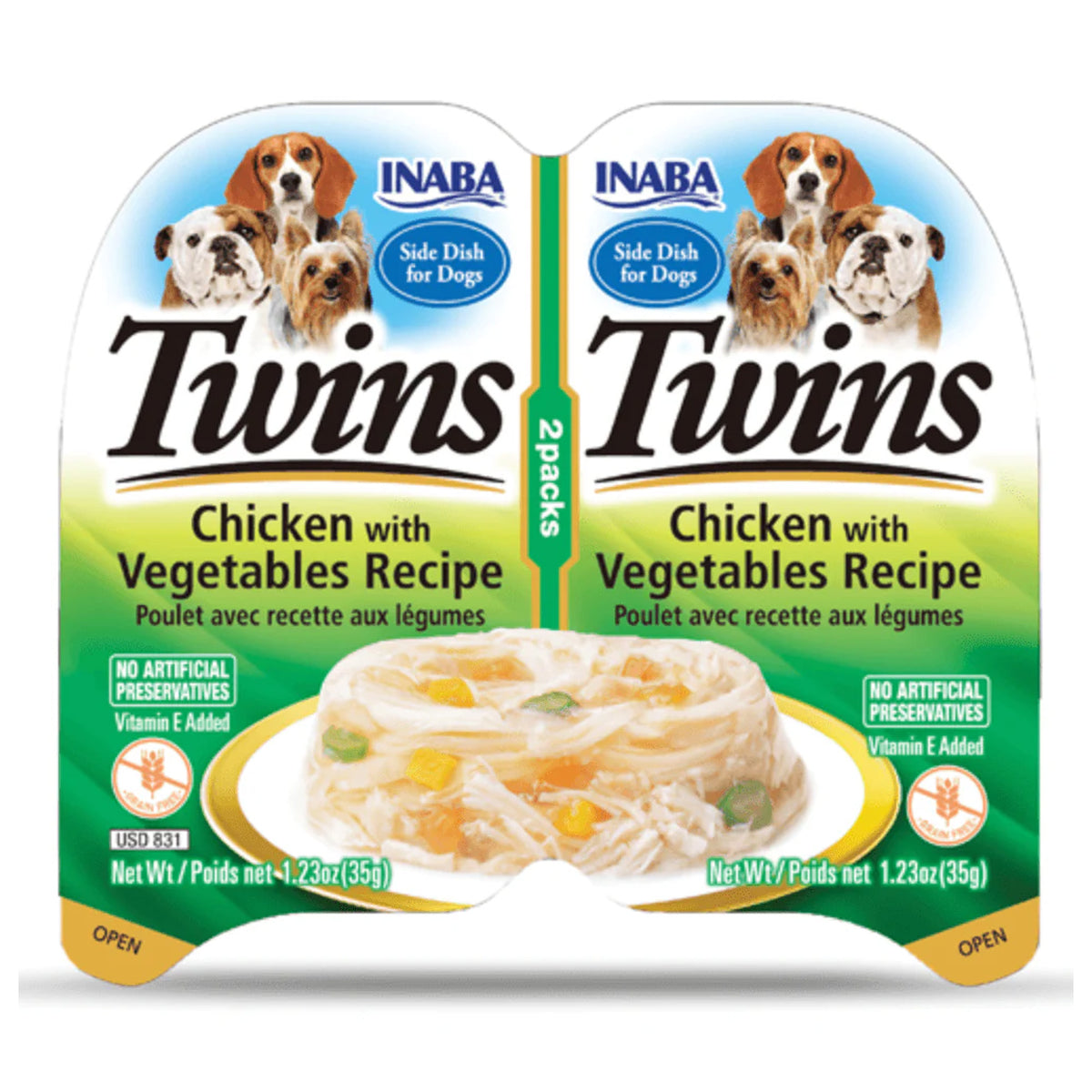INABA Twins Chicken with Vegetables Recipe Dog Food 2 × 35g