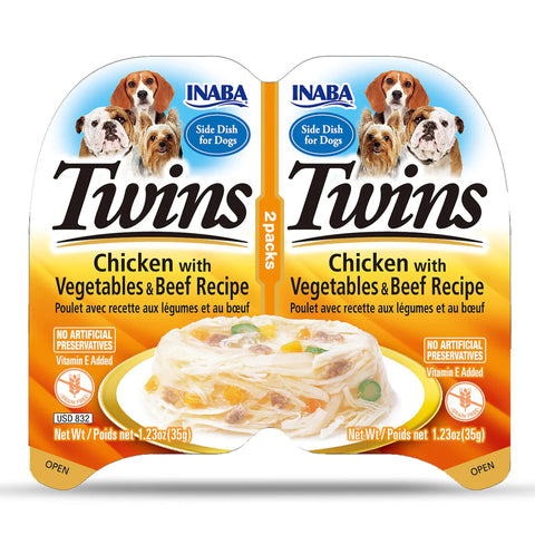 INABA Twins Chicken with Vegetables & Beef Recipe Dog Food 2 × 35g