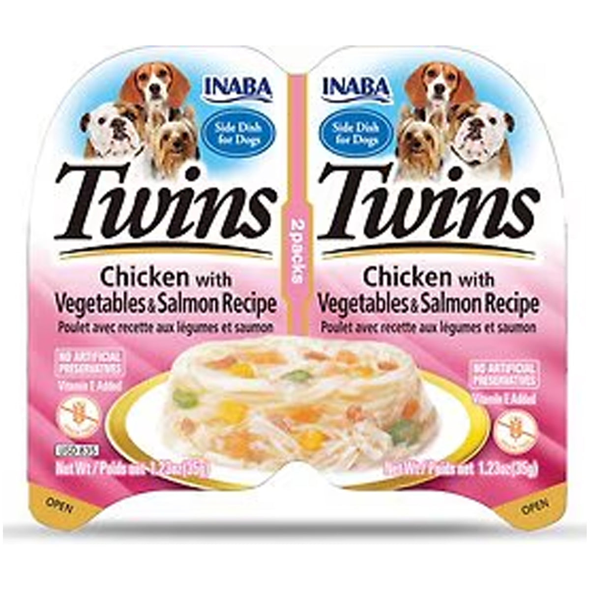INABA Twins Chicken with Vegetables & Salmon Recipe Dog Food 2 × 35g