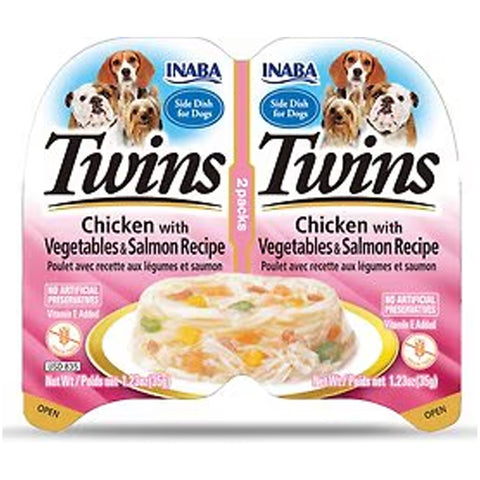 INABA Twins Chicken with Vegetables & Salmon Recipe Dog Food 2 × 35g