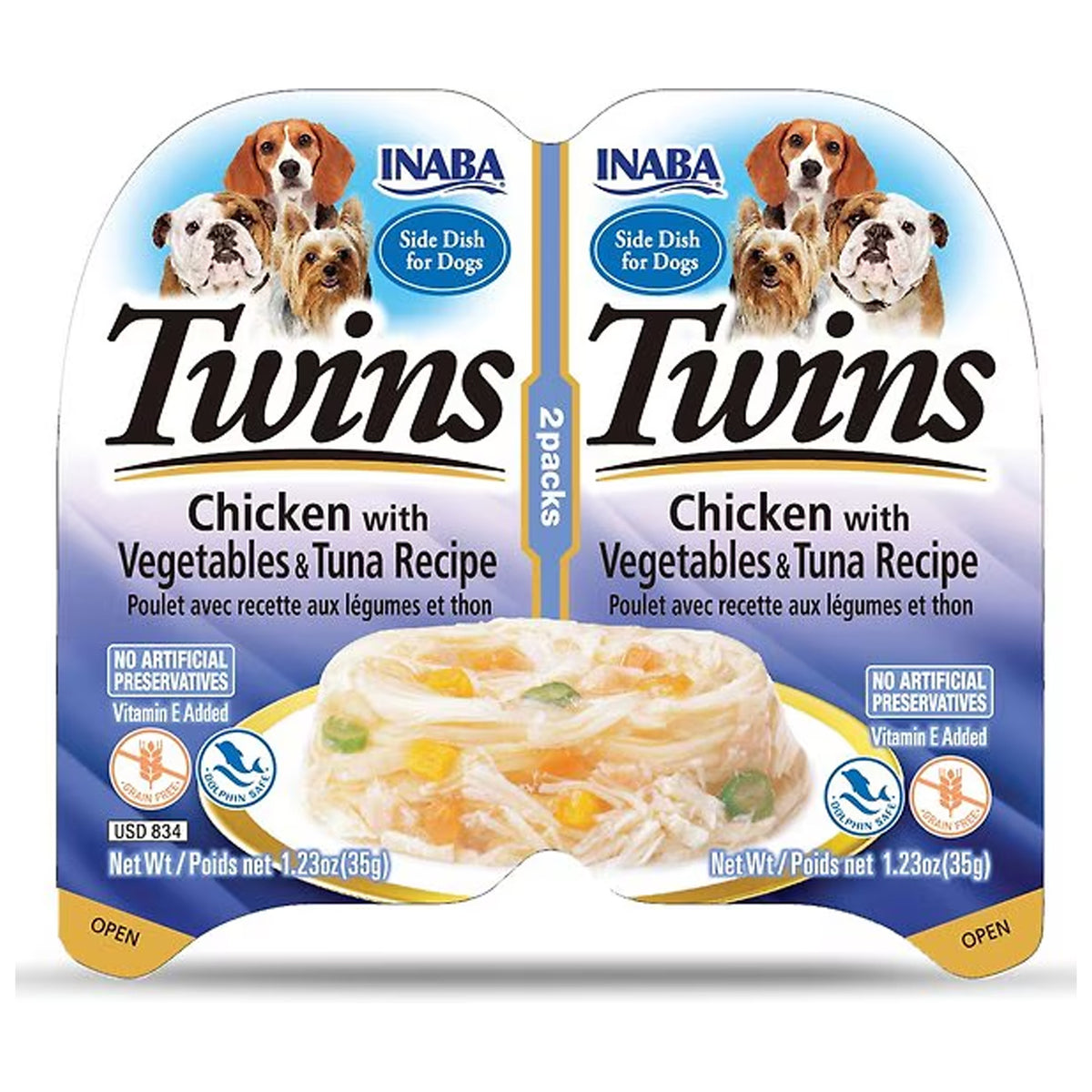 INABA Twins Chicken with Vegetables & Tuna Recipe Dog Food 2 × 35g
