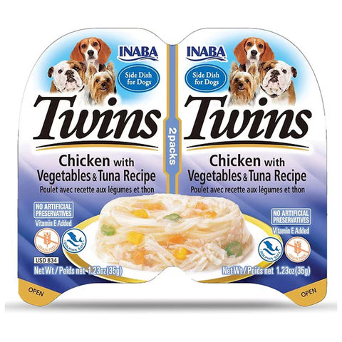 INABA Twins Chicken with Vegetables & Tuna Recipe Dog Food 2 × 35g
