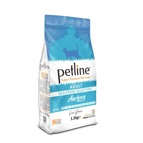 PETLINE NATURAL PREMIUM ADULT CAT FOOD WITH SEA FOOD SELECTION 1.5k