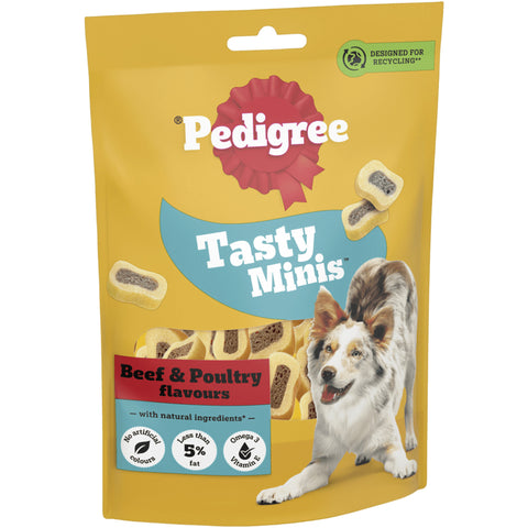 Pedigree Tasty Minis Bites Chewy Slices Beef & Poultry 155g