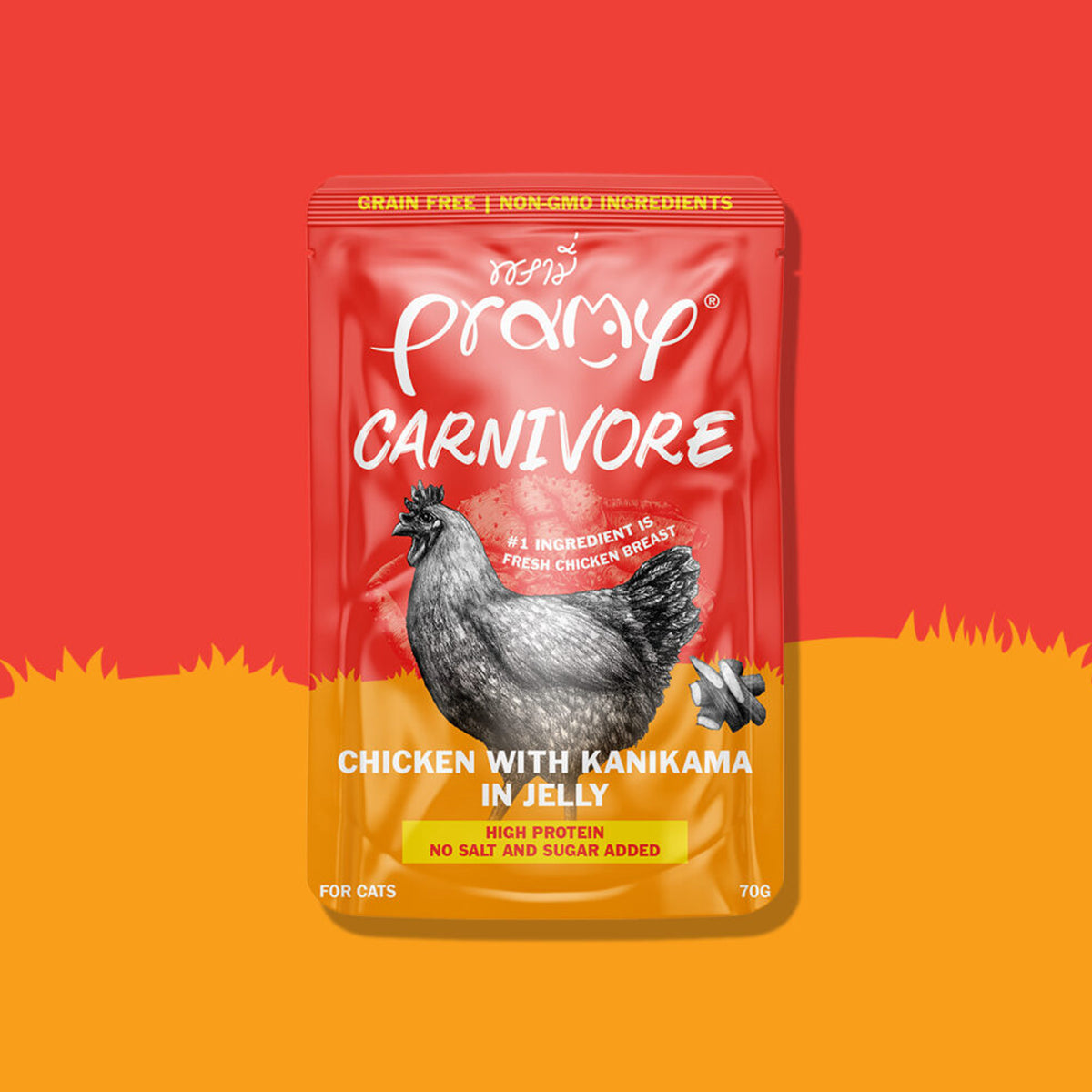 Pramy Carnivore Chicken with Kanikama in Jelly Wet Cat Food 70g