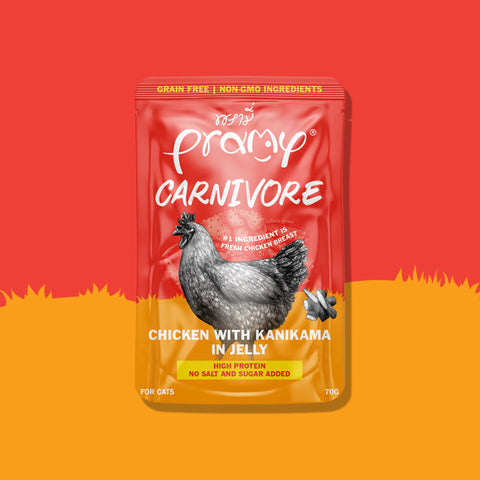Pramy Carnivore Chicken with Kanikama in Jelly Wet Cat Food 70g