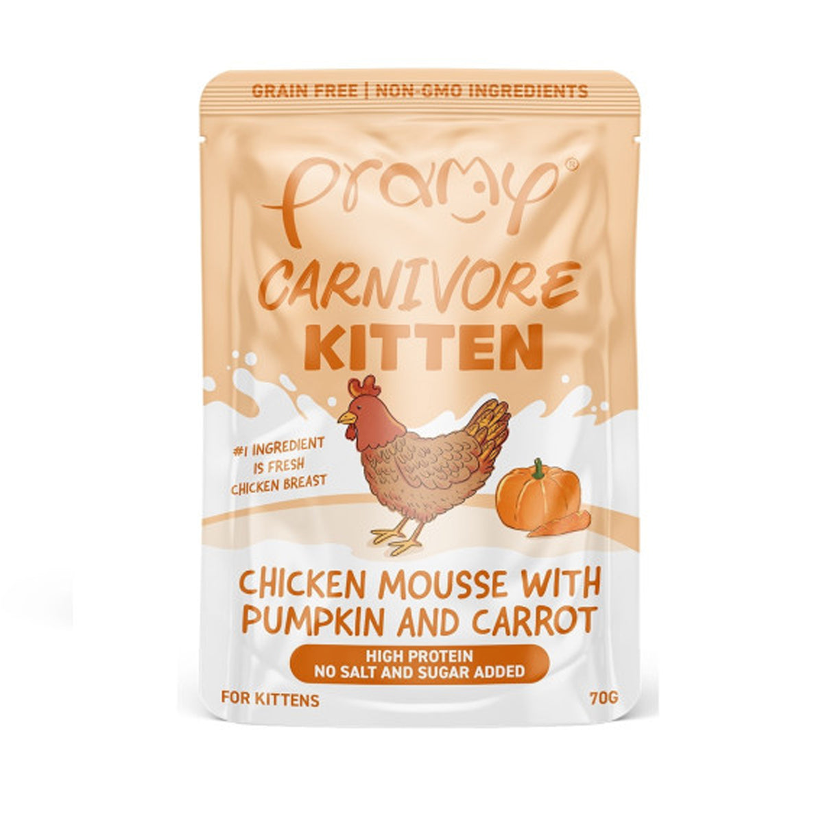 Pramy Carnivore Kitten Chicken Mousse with Pumpkin & Carrot 70g