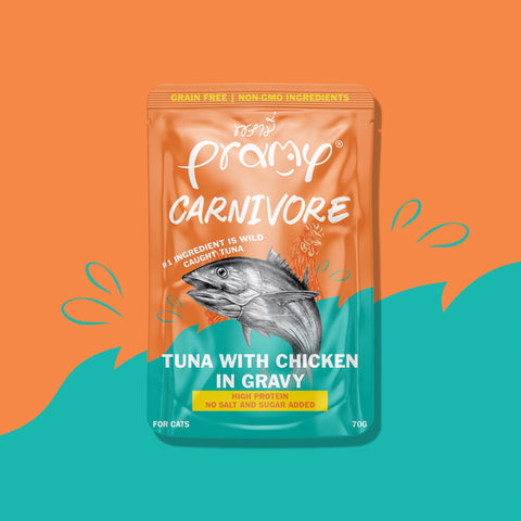 Pramy Carnivore Tuna with Chicken in Gravy Wet Cat Food 70g