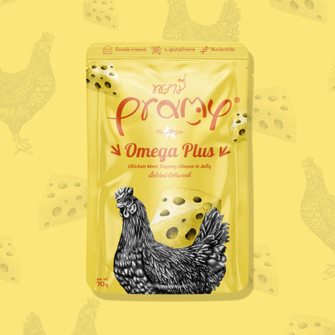 Pramy Omega Plus Chicken topping Cheese in Jelly Recipe 70g