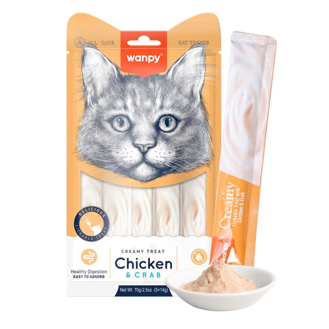 Wanpy Creamy Cat Treats – Chicken & Crab