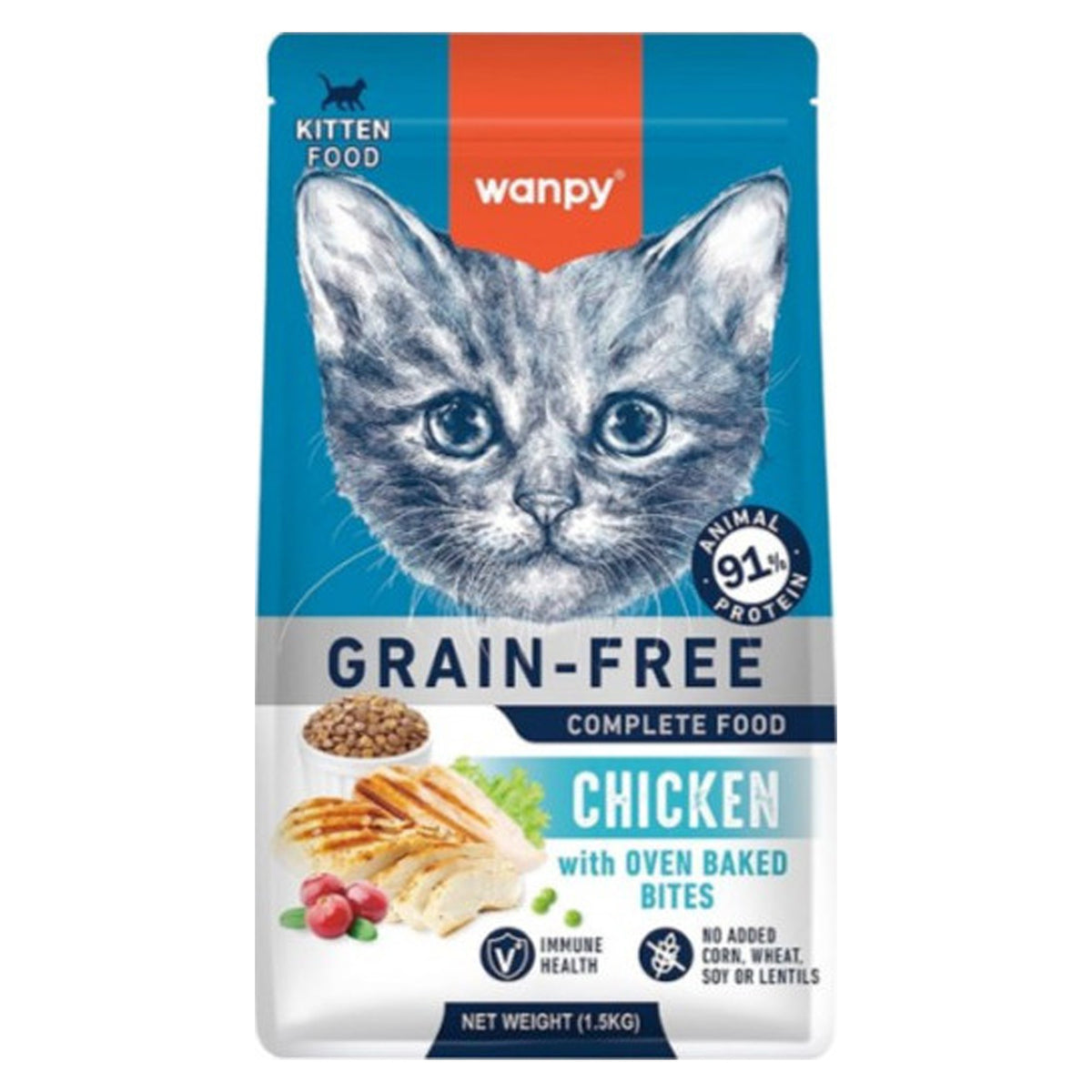 Wanpy Grain-Free Kitten Food Chicken with Oven Baked Bites 1.5kg
