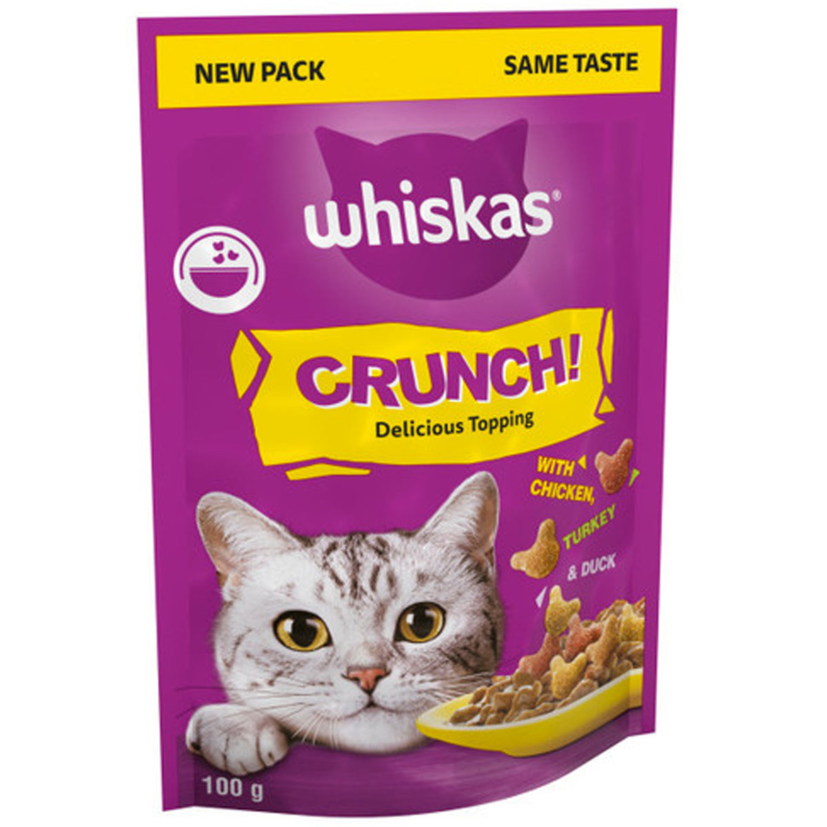 Whiskas Crunch Cat Food Topper with Chicken, Turkey & Duck 100g