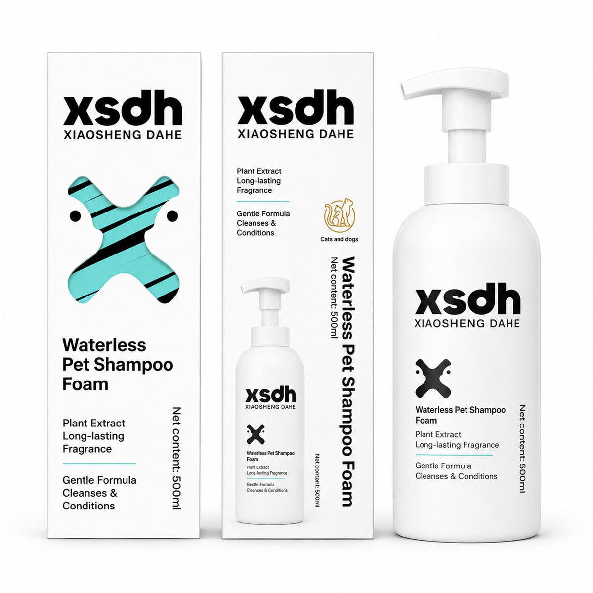 XSDH Waterless Pet Shampoo Foam 500ml for Dogs & Cats