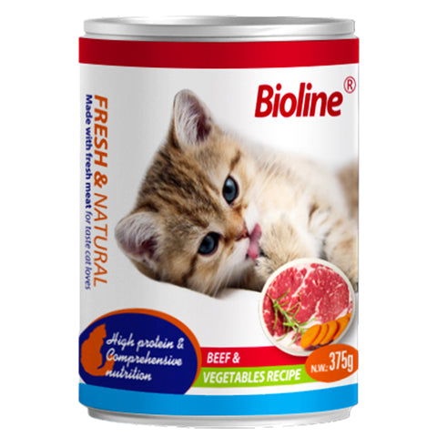 Bioline Cat Wet Food 375g Beef & Vegitabels
