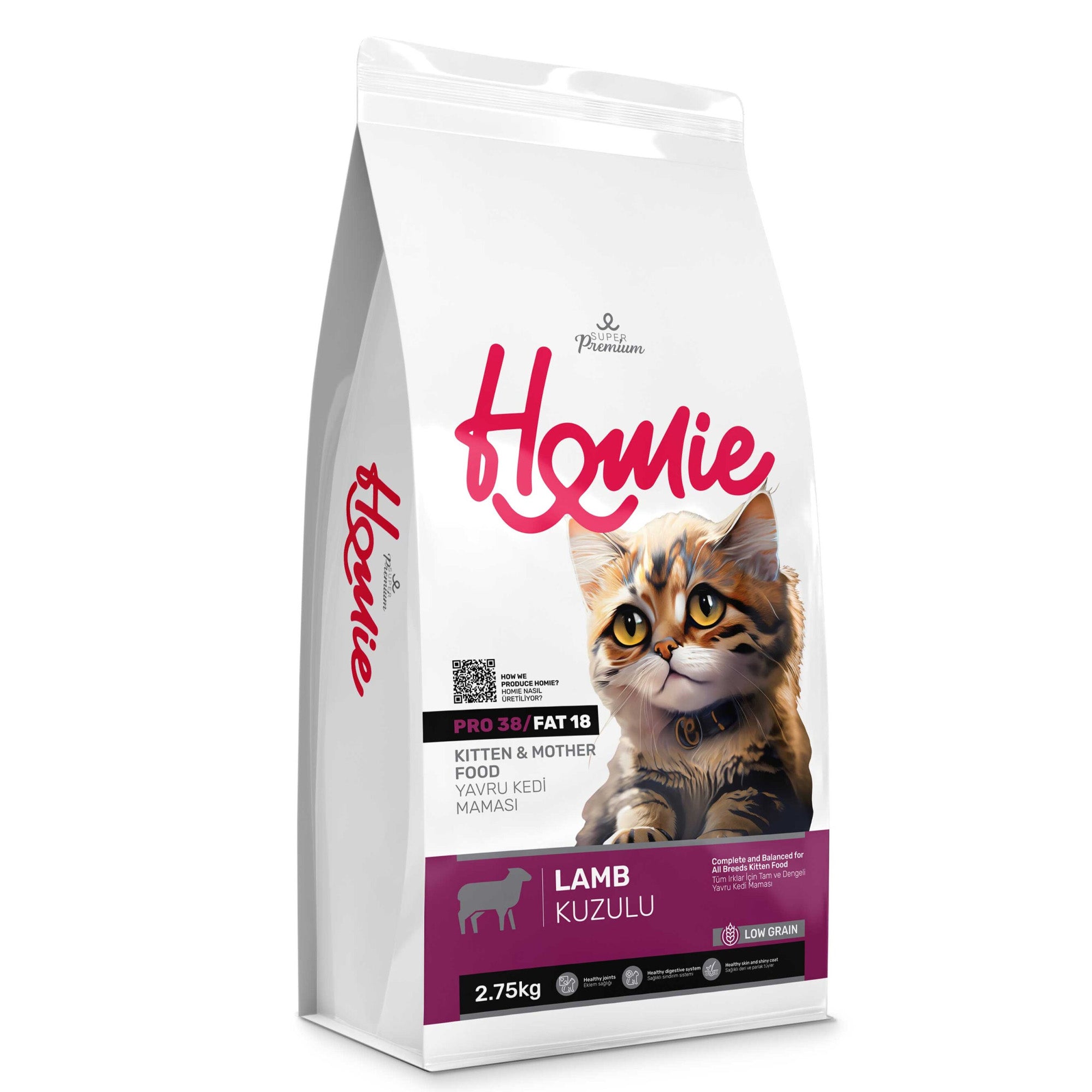 Homie Low Grain Lamb Kitten and Mother 2.75Kg Homie Low Grain Lamb Kitten and Mother 2.75Kg