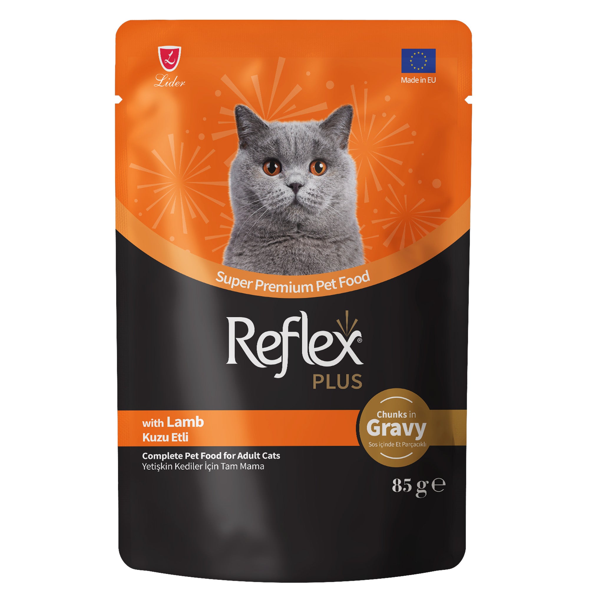 Reflex Plus Lamb Chunks in Gravy Cat Food 85g Reflex Plus Lamb Chunks in Gravy Cat Food 85g