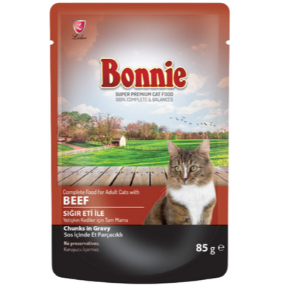 Bonnie Beef Chunks in Gravy Adult Cat Food 85g