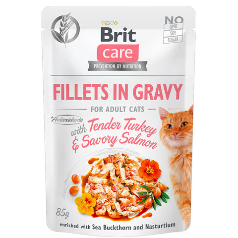 Grain-Free Cat Food Pouch with Turkey & Salmon Gravy