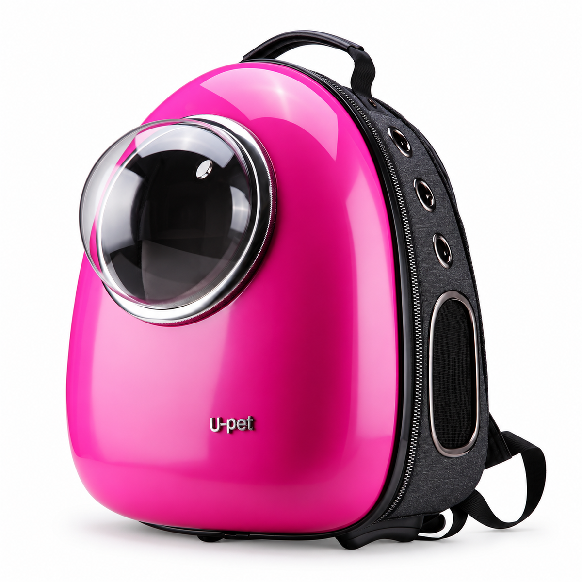 Bubble window cat carrier backpack with side ventilation on white background