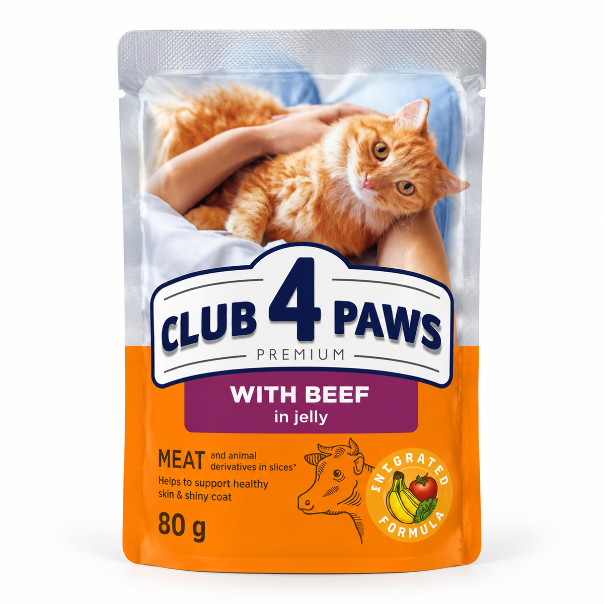 Club 4 Paws Premium with Beef in Jelly wet cat food 80g