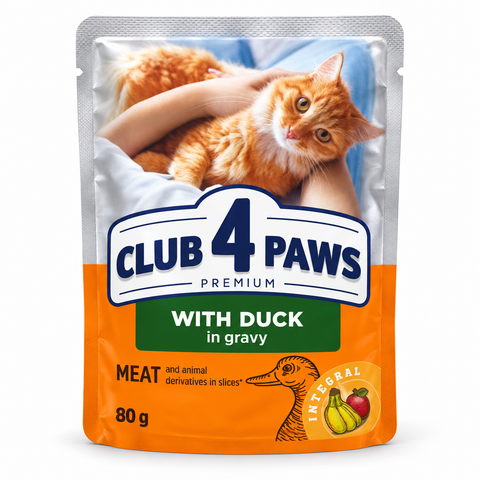 Club 4 Paws Premium with Duck in Gravy wet cat food 80g