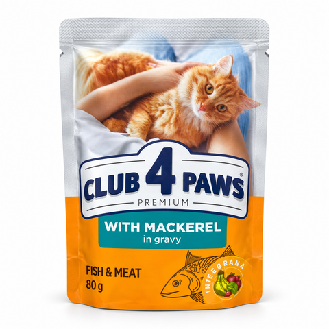 Club 4 Paws Premium with Mackerel in Gravy wet cat food 80g