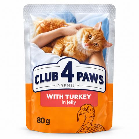 Club 4 Paws Premium with Turkey in Jelly wet cat food 80g