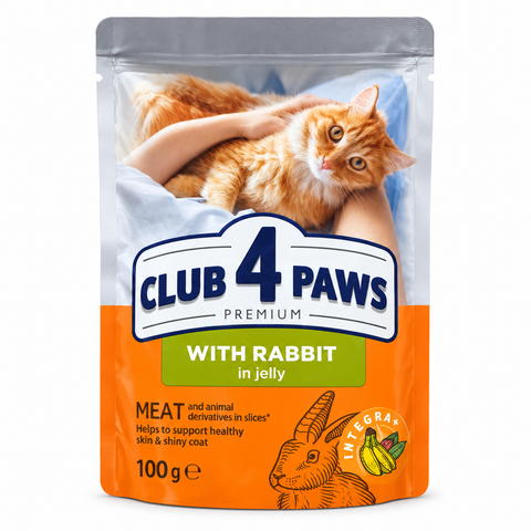 Club 4 Paws Premium with Rabbit in Jelly cat food pouch 100g